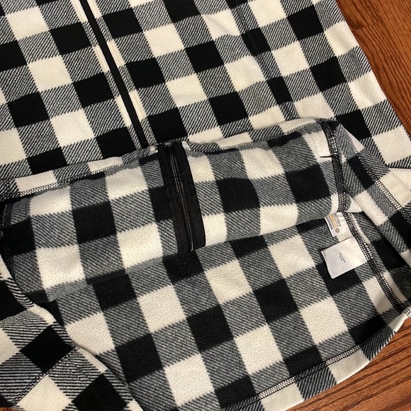 LANDS’ END women’s Plus buffalo check FLEECE zip up black white check size 2X - Picture 12 of 13